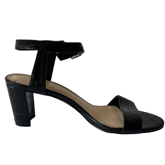 Nine West Pixel City Black Block Heel Open Toe Ankle Buckle Strap Sandals Size 7 - Picture 7 of 10